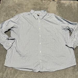 Duluth Trading Shirt Mens 4XL Wrinklefighter Relaxed Fit Long Sleeve Blue Plaid